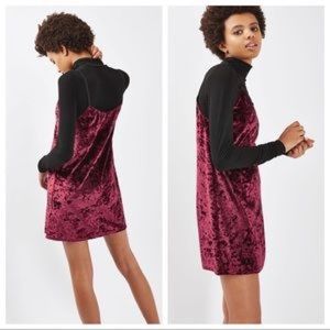Maroon velvet slip dress